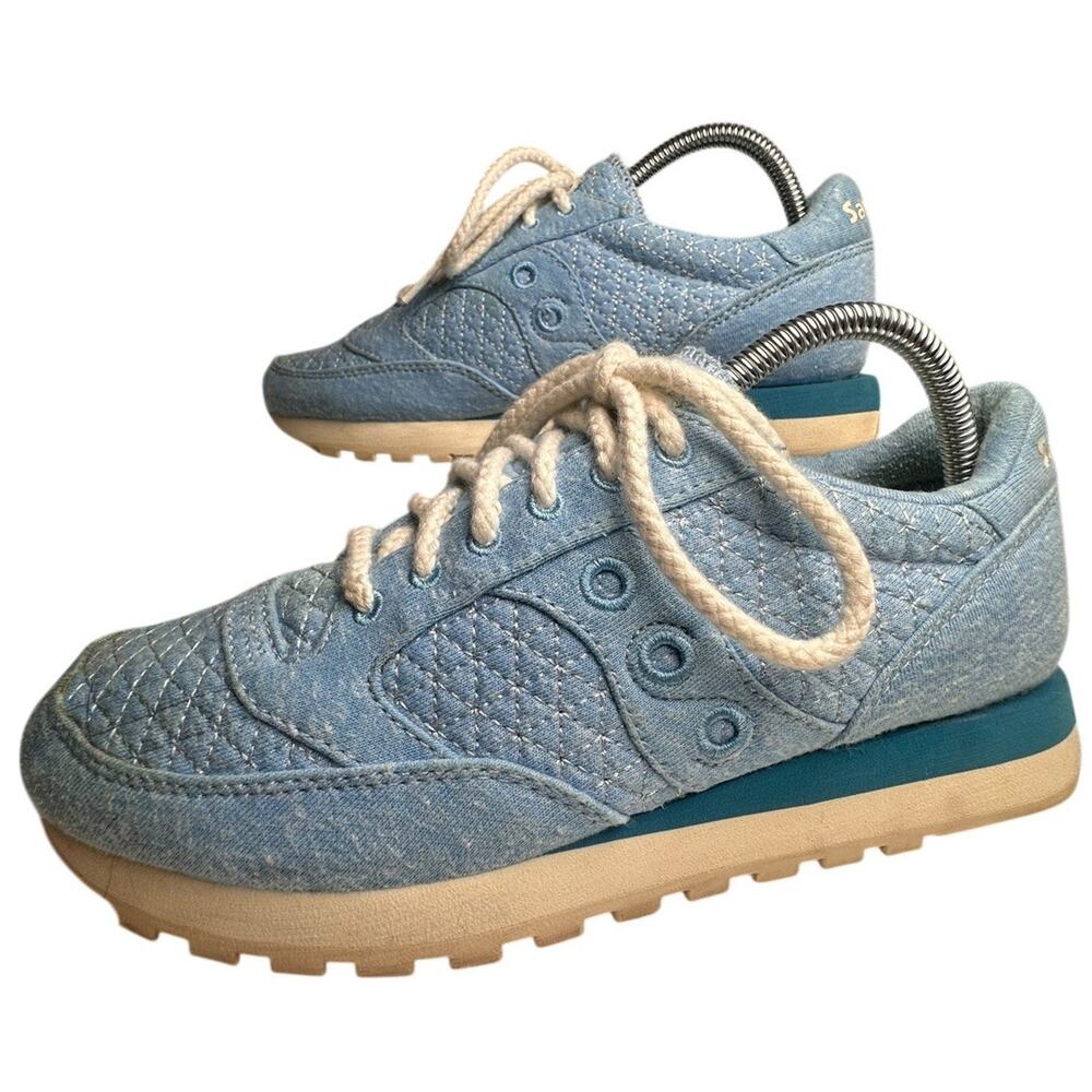 Saucony Jazz Original Casual Sneakers Shoes Blue Quilt‎ Women Sz 9.5 Rope Laces
